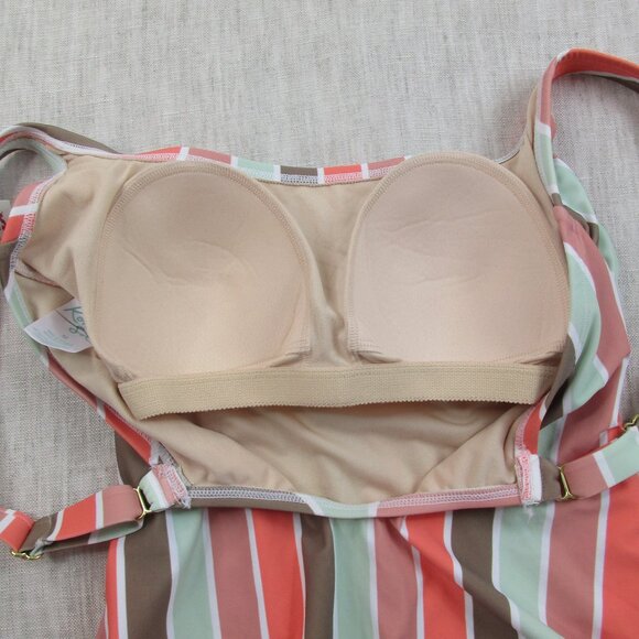 Kona Sol One Piece Swimsuit Womens Medium Multi Stripe Coverage Adjustable Strap - Picture 3 of 11